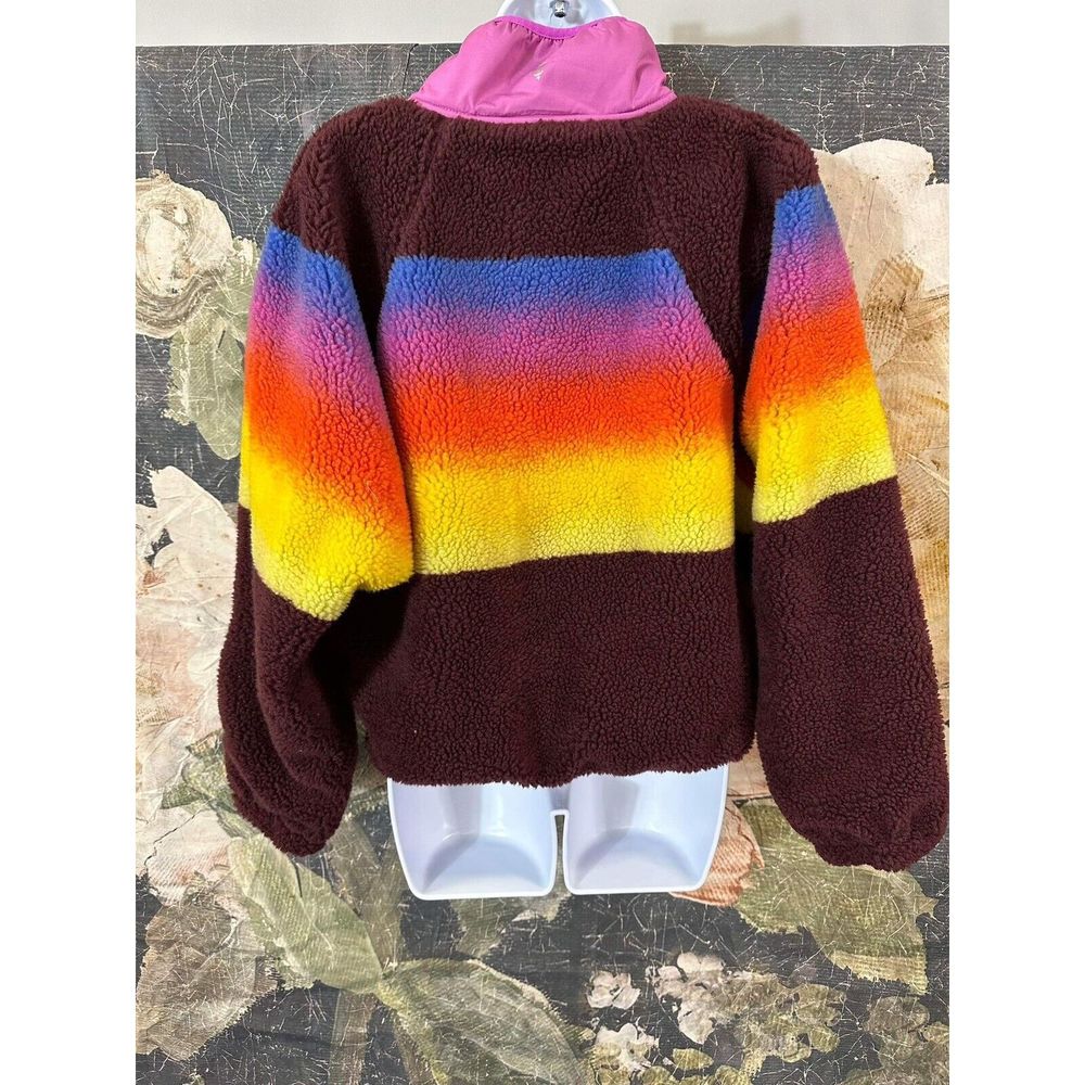 New Free People Hit the Slopes Printed Jacket Fleece Espresso Combo Size XS - Picture 8 of 9